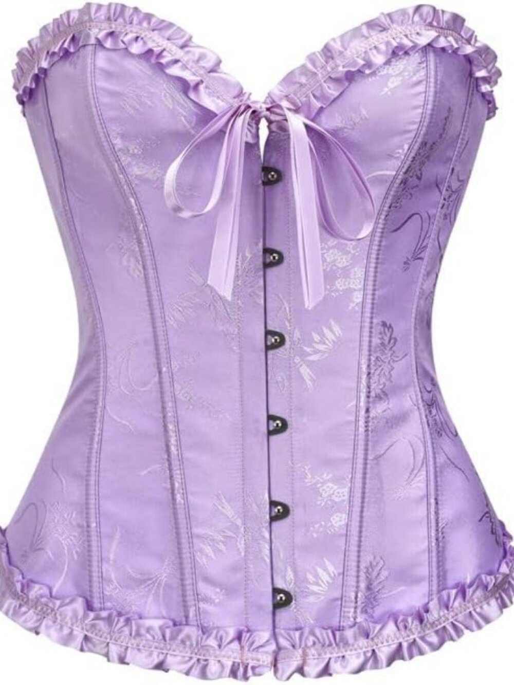 Womens Light Purple Sweetheart Neck Renaissance Lace Bustier Corset Lingerie Top